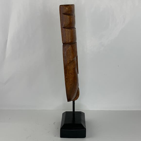 Vintage Wood Carved Turban Head Bust Mask Wood Base - Picture 6 of 9